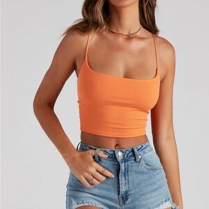 NEW Orange Ribbed Women's Crop Top